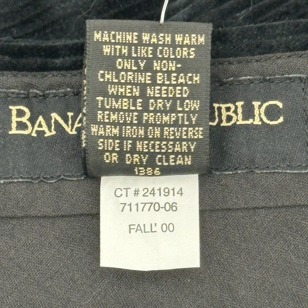 Banana Republic Smithfield Pants Mens 29 Black Corduroy Pleated Cuffed 28X31.5